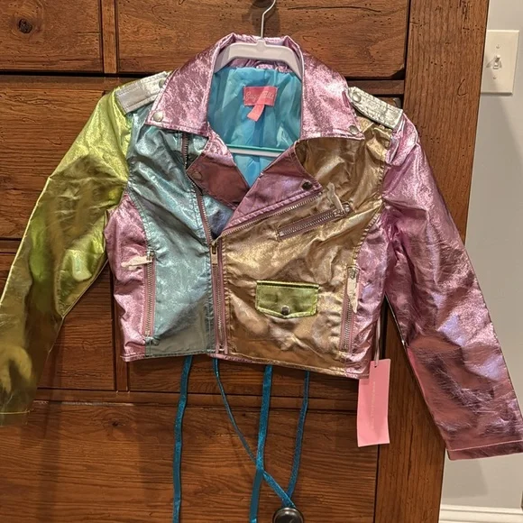 Dolls Kill Sugar Thrillz metallic moto jacket size small NWT - Picture 5 of 8